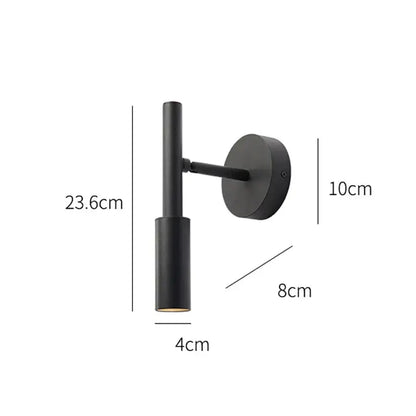 Modern black matte wall lamp with cylindrical design and adjustable arm featuring rotatable led wall lamp spotlight