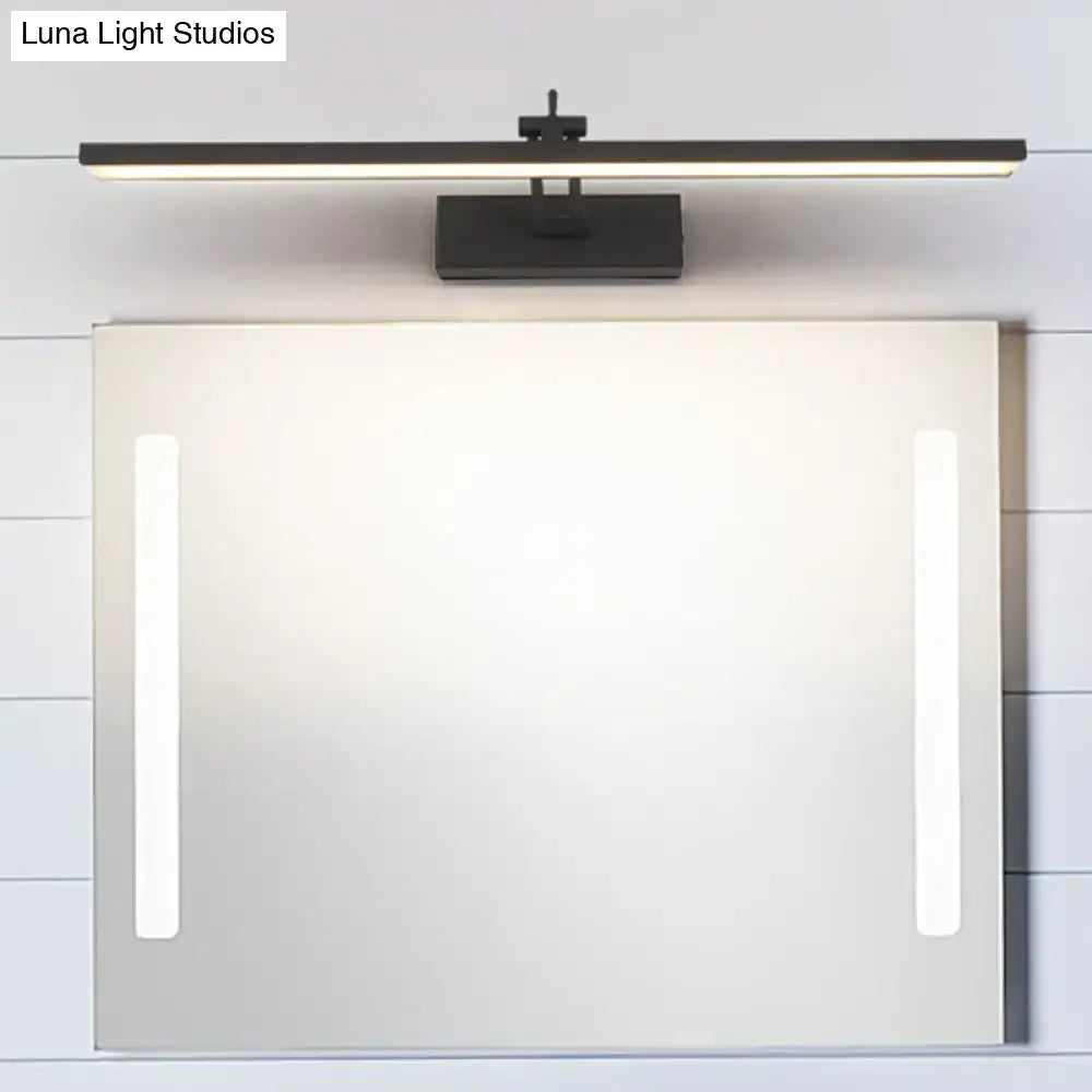 Modern black rotatable vanity wall sconce led light with sleek rectangular design and integrated brightness control
