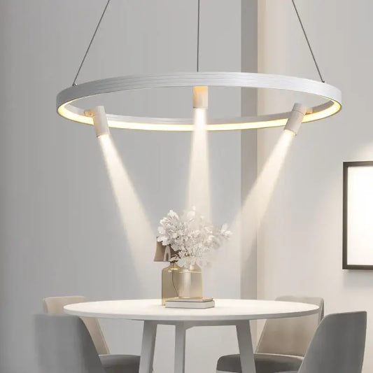 Modern black round spotlight pendant light with integrated white circular pendant light for dining room decorbites black round
