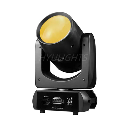 Modern black and silver 200w mini led moving head stage light with yellow lens and digital display for professional use