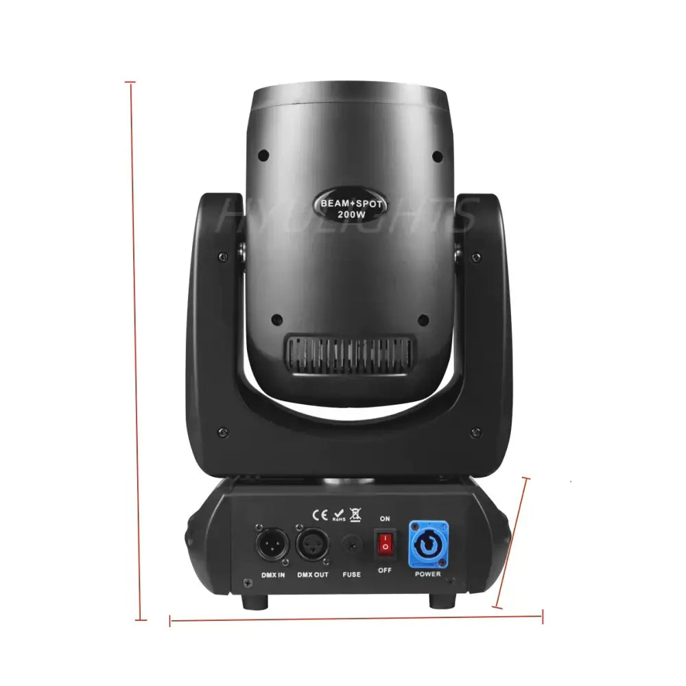 Modern black and silver 200w mini led moving head stage light with matte finish housing and dmx input output ports