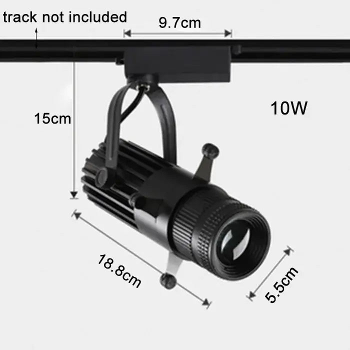 Modern black and silver decorbites adjustable led track spotlight with textured cylindrical body and adjustable lens housing