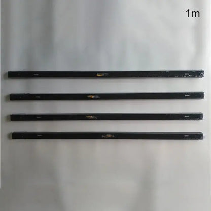 Four black matte metal rods with gold logos for decorbites ceiling track connector set ceiling track rail use