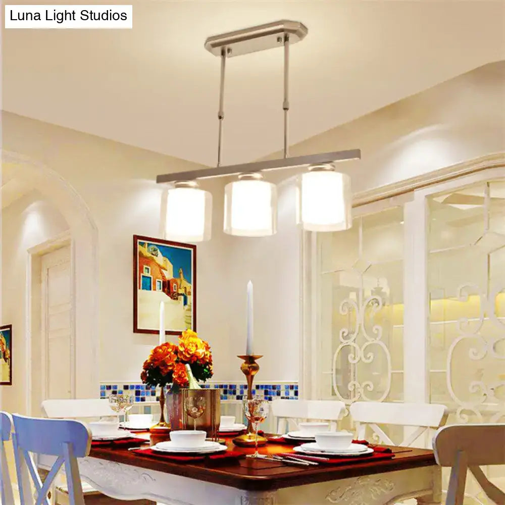 Modern black silver decorbites cylinder island pendant light fixture with frosted glass shades for cooking space e26 e27 bulbs