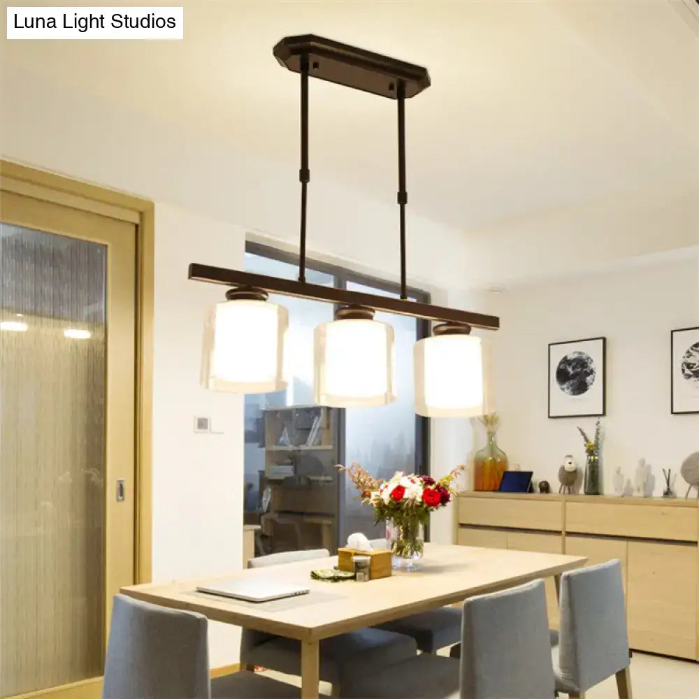 Modern black metal pendant light with three white glass shades by decorbites ideal for cooking space with e26 e27 bulbs