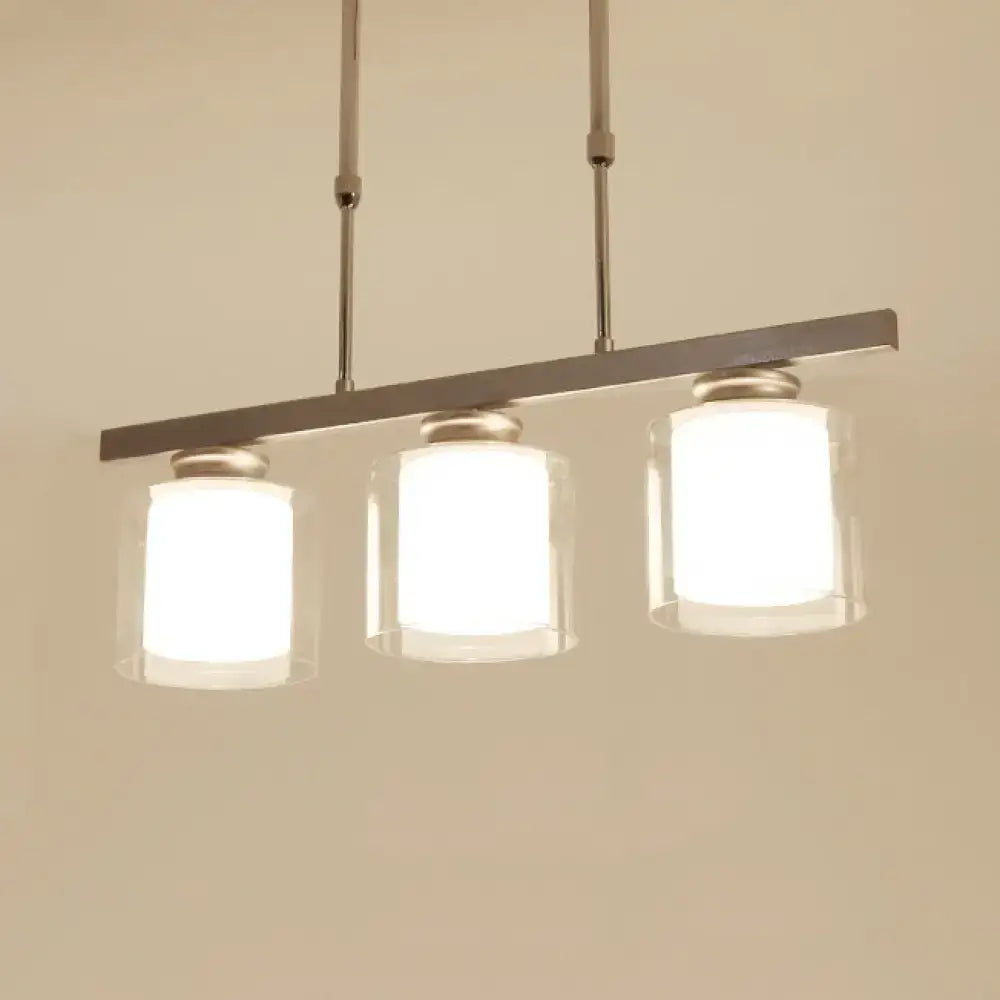 Modern three-light pendant fixture decorbites™ with brushed nickel finish and clear glass shades for cooking space e26 e27 bulbs