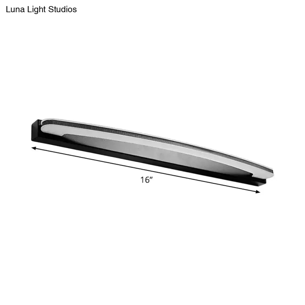 Modern style 16-inch led wall sconce in black and silver with warm white light for bathroom vanity use