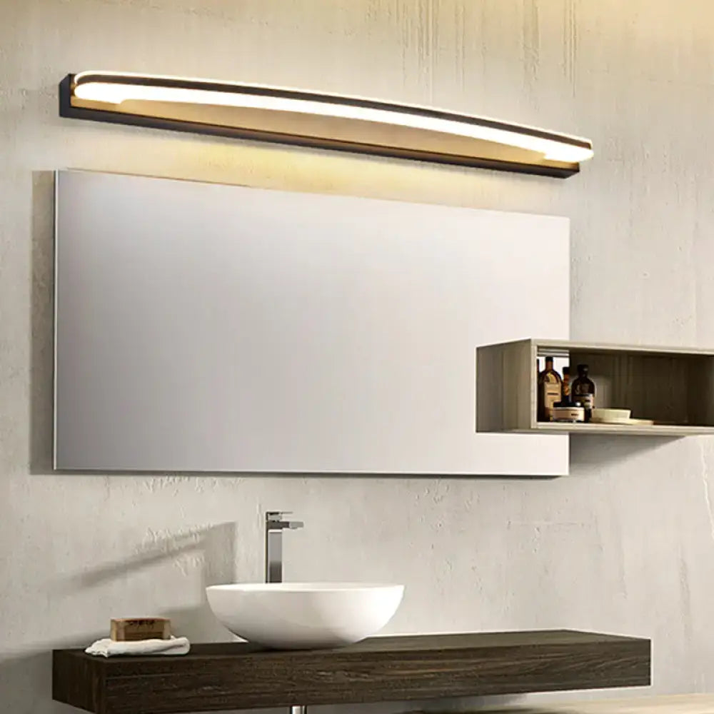 Modern rectangular led bathroom mirror light with sleek black frame and warm white illumination in modern style