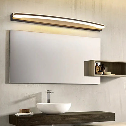 Modern rectangular led bathroom mirror light with sleek black frame and warm white illumination in modern style