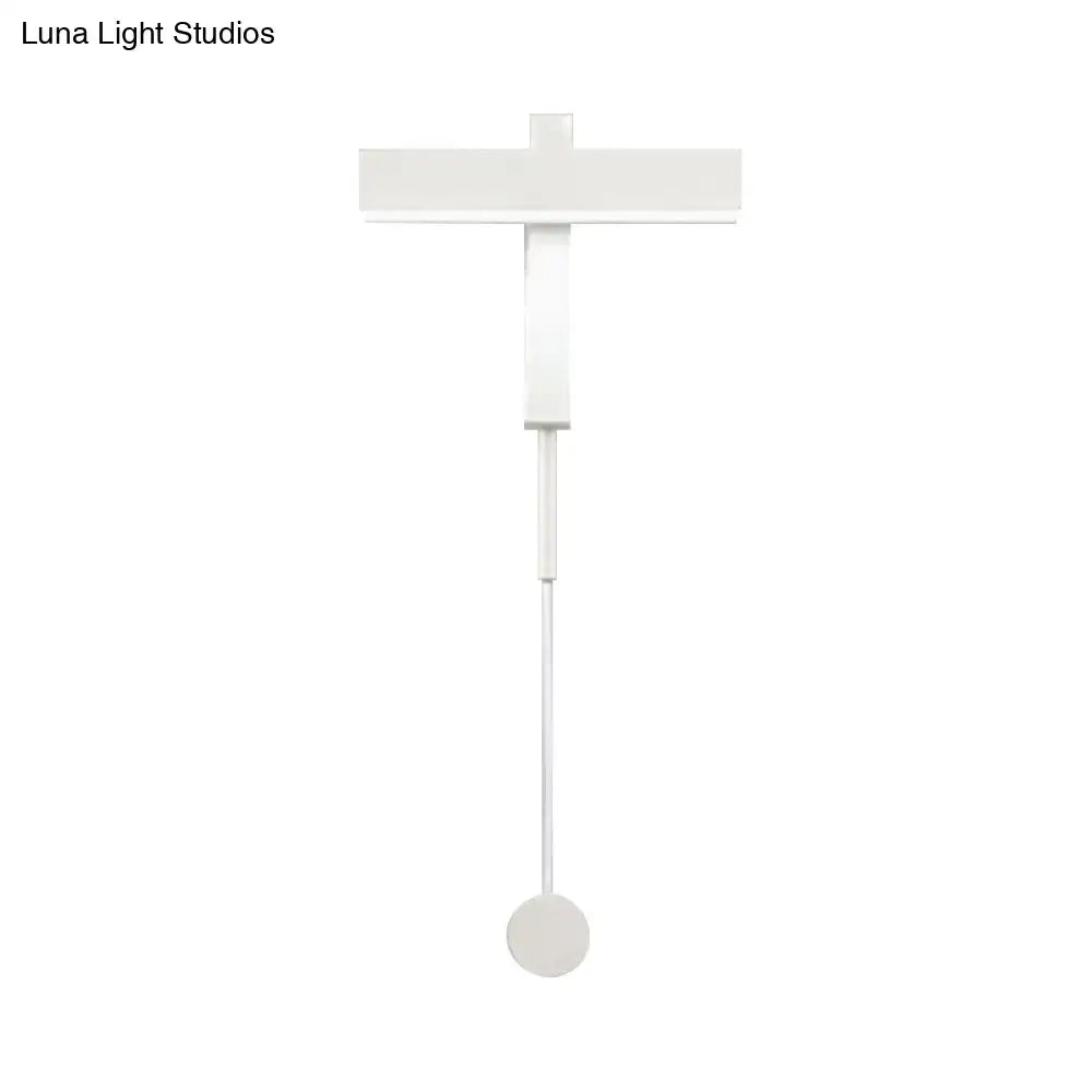 Minimalist white wall lamp with adjustable arm and bulb base featuring a sleek modern design for bedroom use