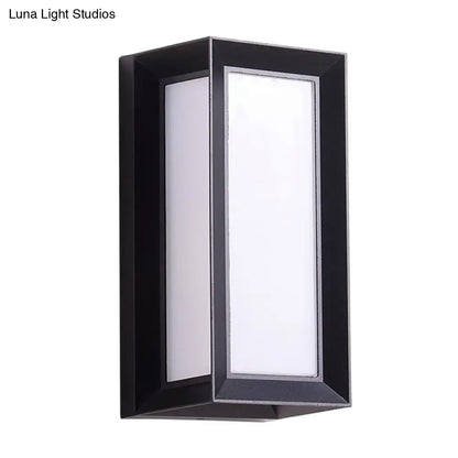 Black rectangular wall sconce with frosted glass panels sound activated 220v-240v outdoor light fixture