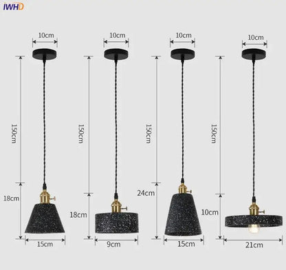 Modern black speckled cement pendant lamp with brass accents and black cord ideal for kitchen decorbites cement pendant
