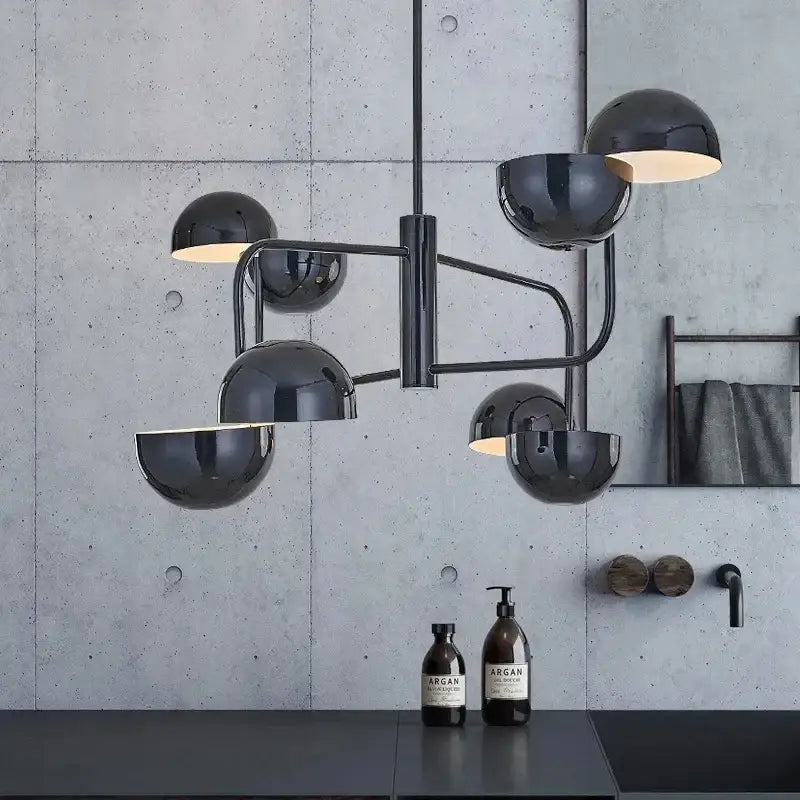 Modern black spherical pendant lamp with sleek abstract art chandelier design for living room decorbites decor