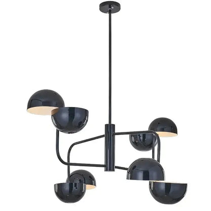 Modern black spherical abstract art chandelier with glossy finish and curved metal arms pendant lamp for living room decorbites abstract art