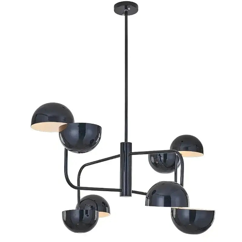 Modern black spherical abstract art chandelier with glossy finish and curved metal arms pendant lamp for living room decorbites abstract art