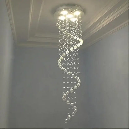 Modern black spiral decorbites crystal pendant chandelier with clear glass beads and embedded lights for bedroom use