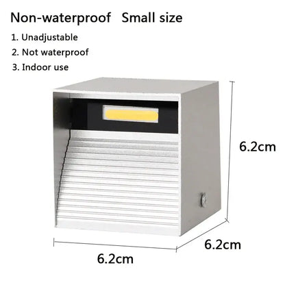 Silver square indoor wall lamp with ribbed front panel and yellow led strip for decorbites 12w cob led lighting