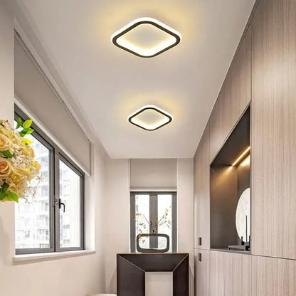 Modern black square led ceiling lamp with diamond-shaped sleek frames and warm white decorbites led ceiling illumination