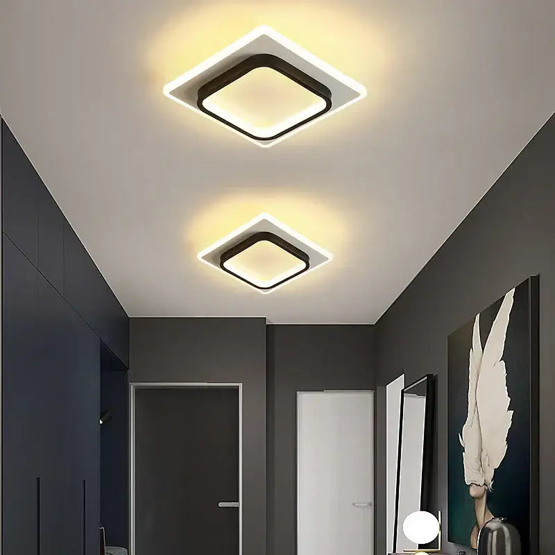 Modern black square led ceiling lamp with glowing white edges featuring a sleek frame for bedroom lighting decorbites led ceiling