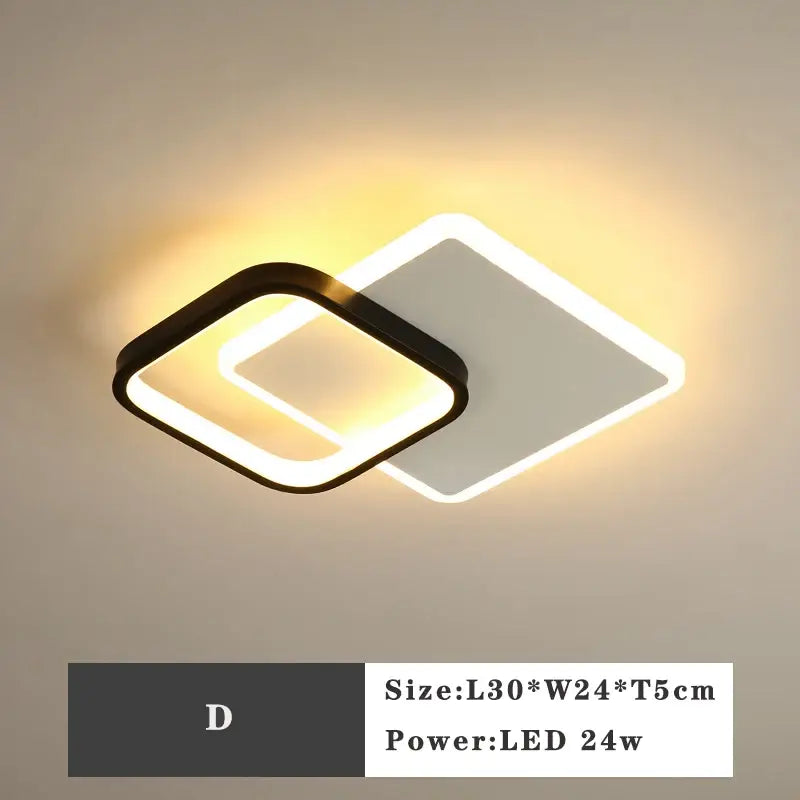 Modern black square led ceiling lamp with sleek overlapping design and warm white illumination for bedroom lighting decorbites led ceiling