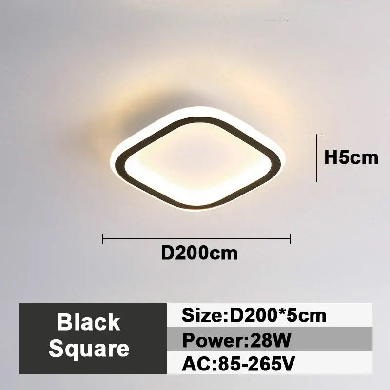 Modern black square led ceiling lamp with sleek minimalist design and warm ambient glow for bedroom lighting decorbites ceiling lamp