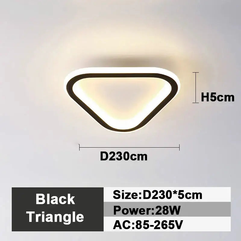 Modern black square led ceiling lamp with triangular design and warm led illumination for bedroom lighting decorbites led ceiling