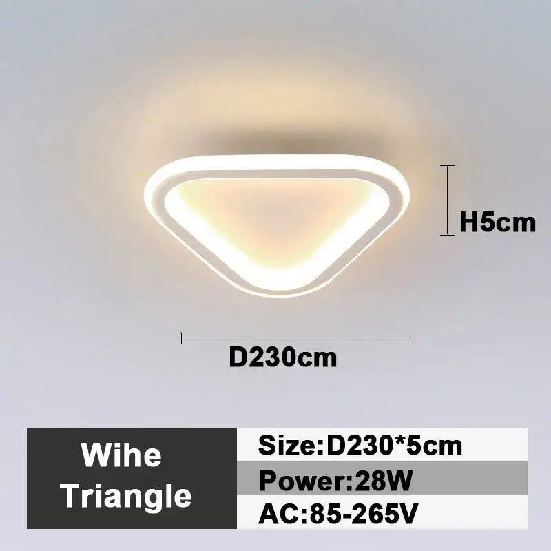 A modern white triangular led ceiling lamp with sleek minimalist design and warm illumination for bedroom decorbites lighting
