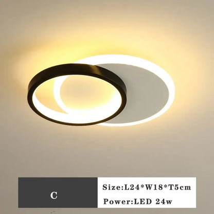 Modern black and white circular led ceiling lamp with warm glow for bedroom lighting decorbites led ceiling decor
