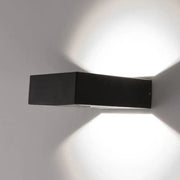 Modern black square led sconce light fixture with sleek design casting focused white light for porch use