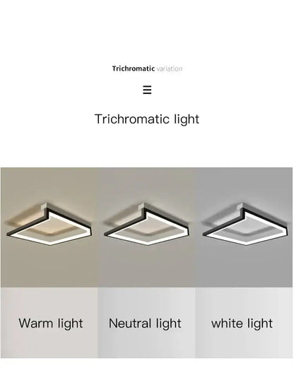 Modern black square led smart chandelier with sleek frame and trichromatic lighting for living room decorbites black square
