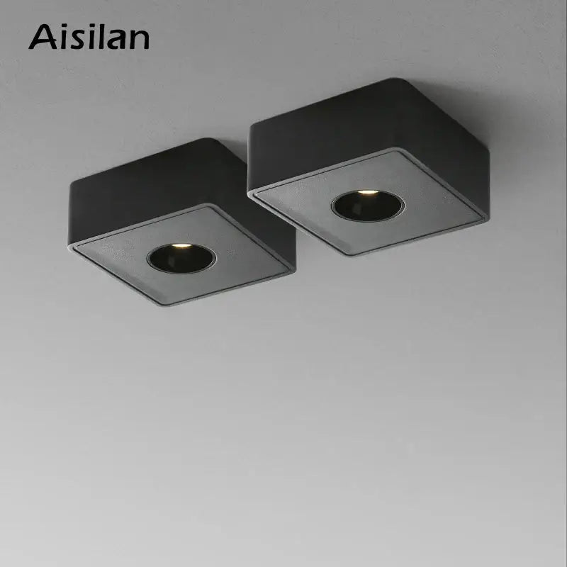Modern black square led surface mount ceiling light with recessed circular fixtures for bedroom decorbites led surface