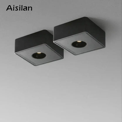 Modern black square led surface mount ceiling light with recessed circular fixtures for bedroom decorbites led surface