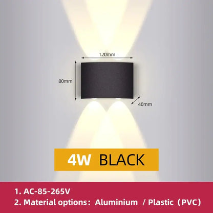 Modern black square led wall light with dual-directional lighting and sleek rectangular design for bedroom decorbites led wall use