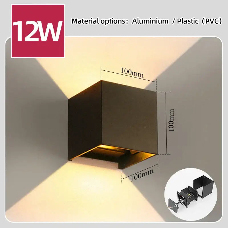 Modern black cubic led wall light fixture with 100mm dimensions and warm glow for bedroom decorbites led wall use
