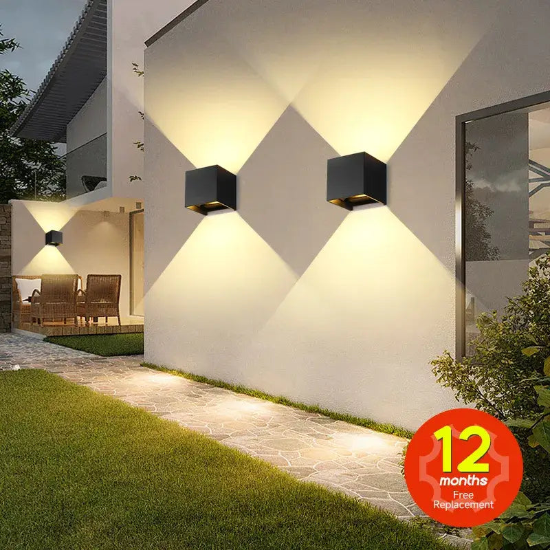 Modern black square outdoor wall light with warm focused led lighting for waterproof bedroom decorbites led wall light