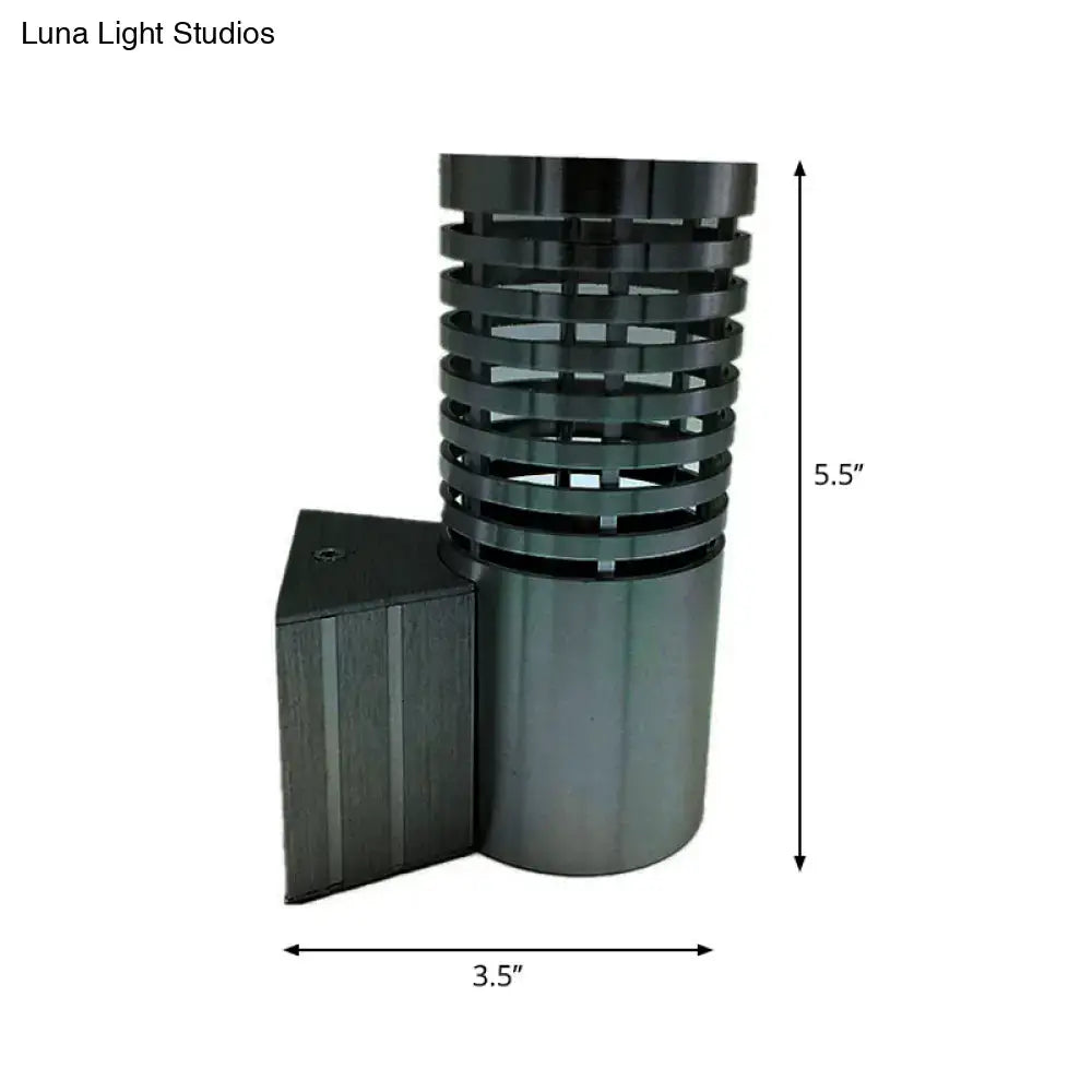 Modern black stacked ring wall lamp kit outdoor sconce with chrome finish and matching mounting bracket for exterior use