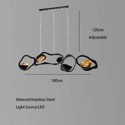 Modern black stainless steel abstract chandelier with gold accents for living room decorbites black stainless steel lighting