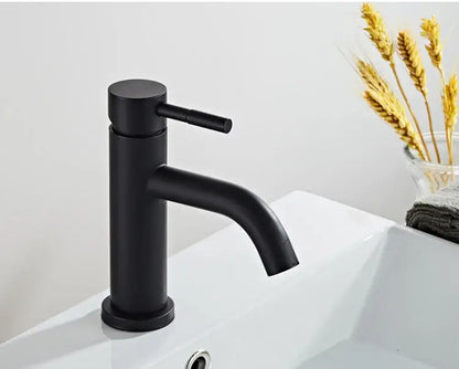 Modern black stainless steel basin faucet with matte finish and curved spout for bathroom sink decorbites black stainless