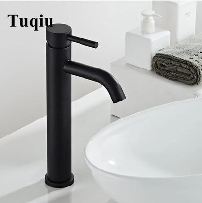 Modern black stainless steel basin faucet with matte finish and sleek cylindrical body for bathroom sink mixer decorbites black stainless