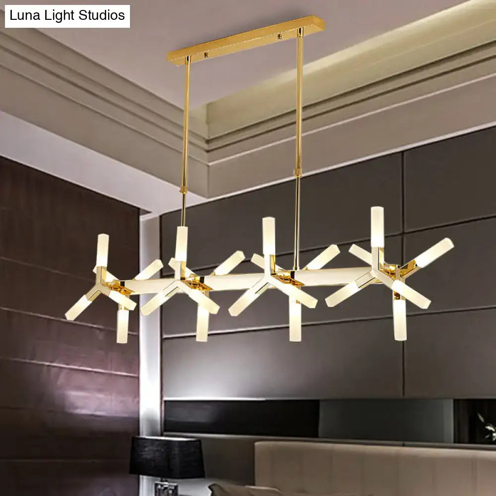 Gold-toned DecorBites™ 18/24-light linear acrylic shade ceiling pendant with starburst design, ideal over dining island