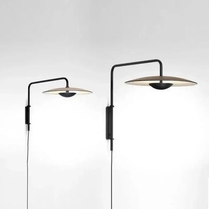 Modern black swing arm wall lamp with beige shades iron art sconce by decorbites for elegant bedroom lighting