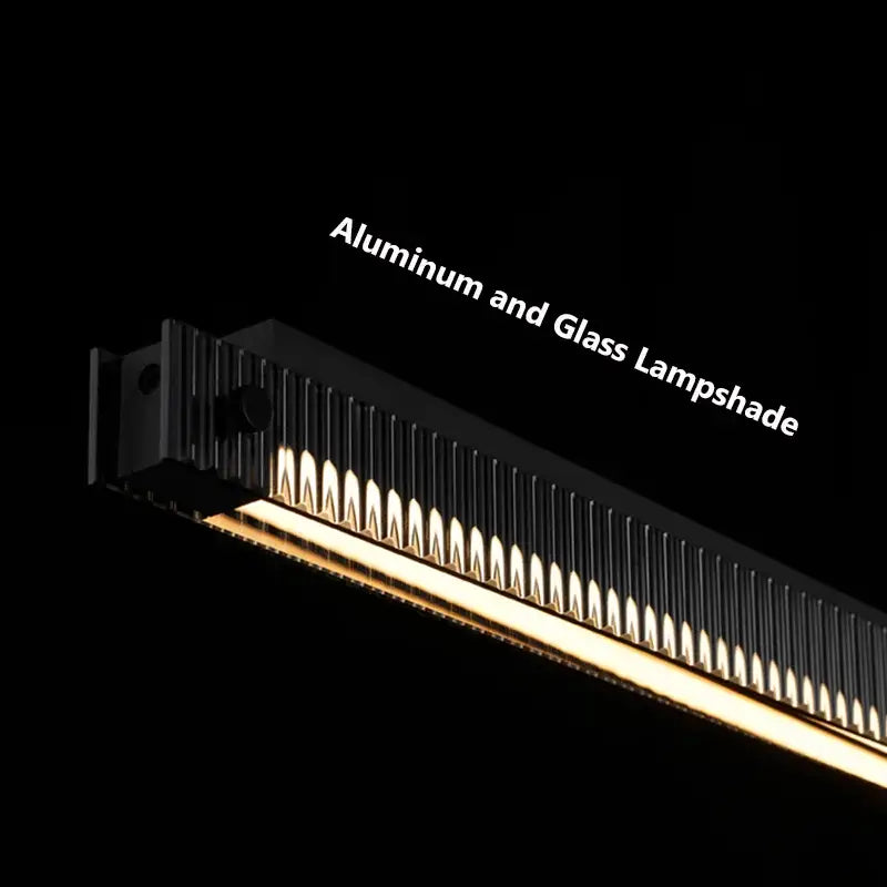 Modern black textured bar shape pendant light with ribbed aluminum and glass lampshade for dining room decorbites bar shape