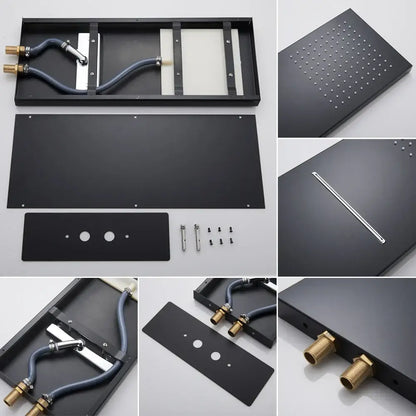 Modern black matte shower faucet with brass fittings and grid perforations for decorbites black thermostatic rainfall shower