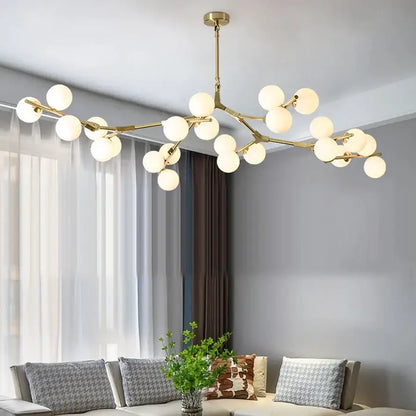 Gold-toned branch-style ceiling light with frosted glass globes modern black tree branch led ceiling light for dining room