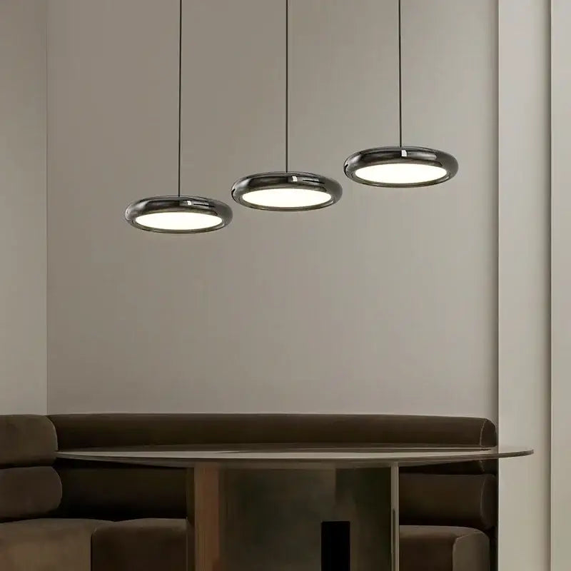 Modern black triple ring iron pendant chandelier with polished chrome pendant light shades for kitchen lighting decorbites iron pendant