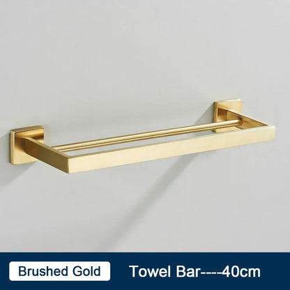 Modern black two tier towel rack with brushed gold double towel bar and rectangular mounting plates for bathroom decorbites black towel rack