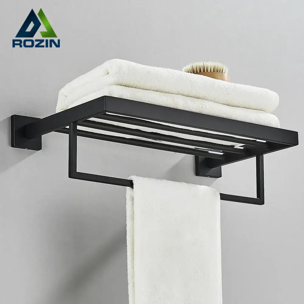 Modern black two tier metal towel rack with sleek design ideal for bathroom use decorbites black towel rack