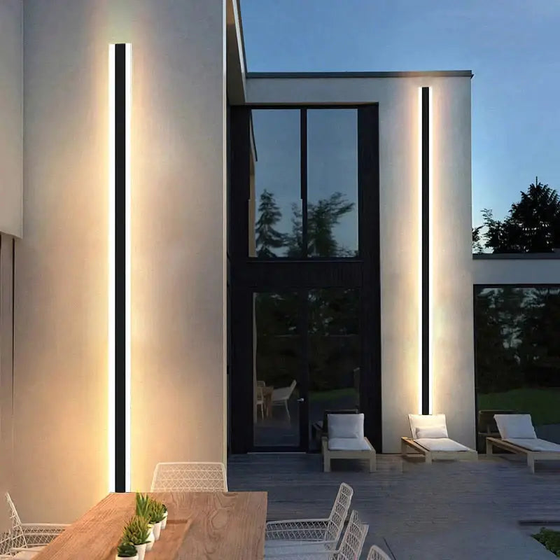 Modern black vertical led wall sconces with warm white light ip65 waterproof for living room use