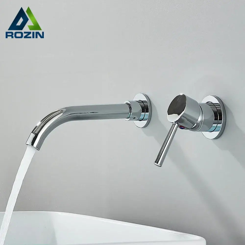 Modern black wall mounted basin faucet with chrome finish and single lever handle by decorbites black wall mounted design