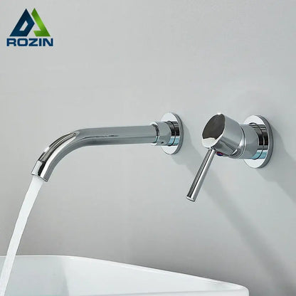 Modern black wall mounted basin faucet with chrome finish and single lever handle by decorbites black wall mounted design